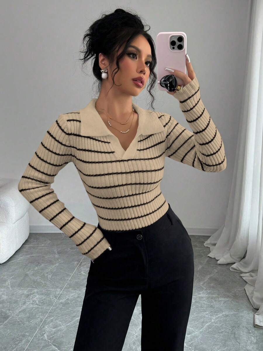 V-hals Gestreepte Slim Fit Trui