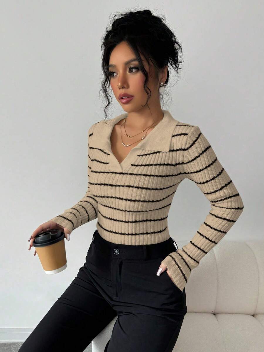 V-hals Gestreepte Slim Fit Trui
