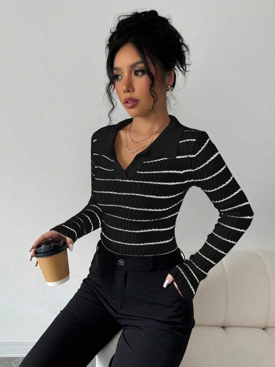 V-hals Gestreepte Slim Fit Trui