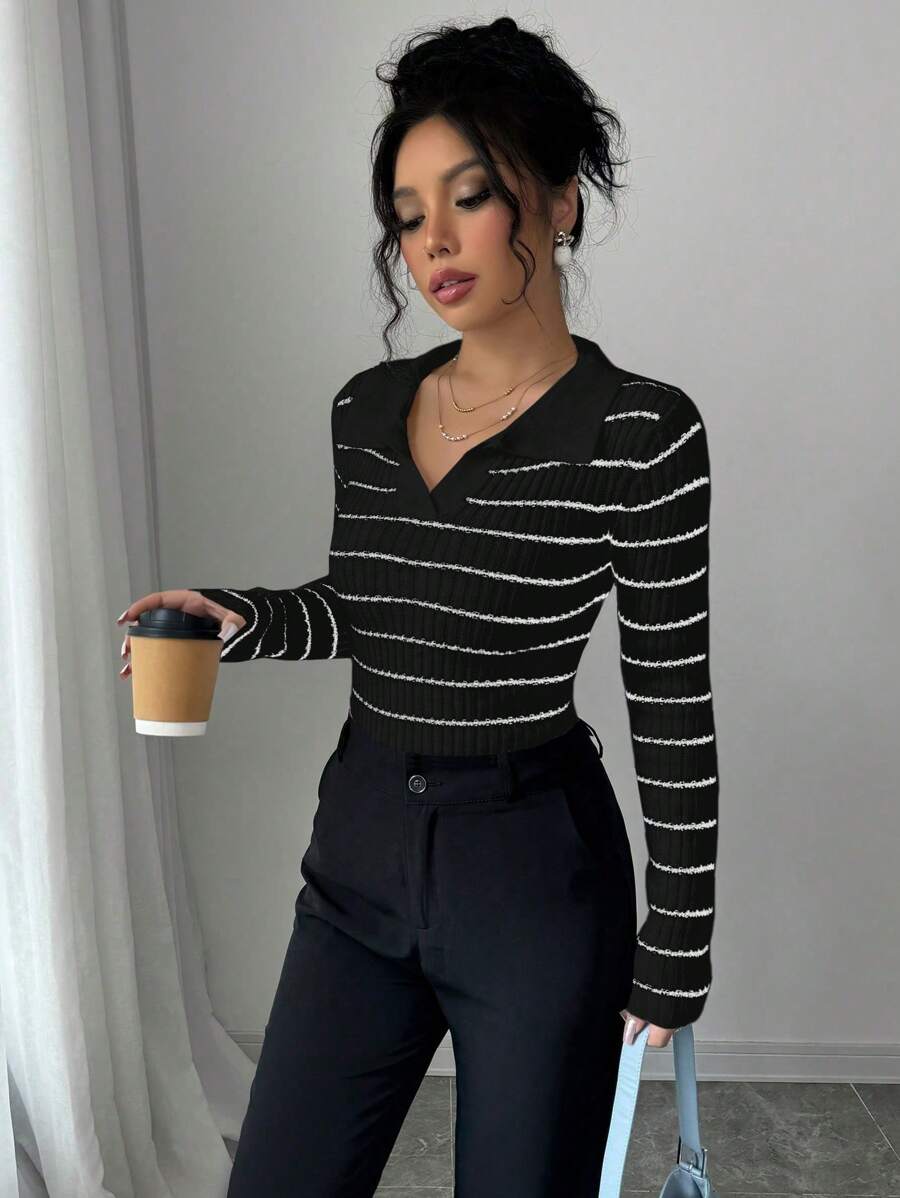 V-hals Gestreepte Slim Fit Trui
