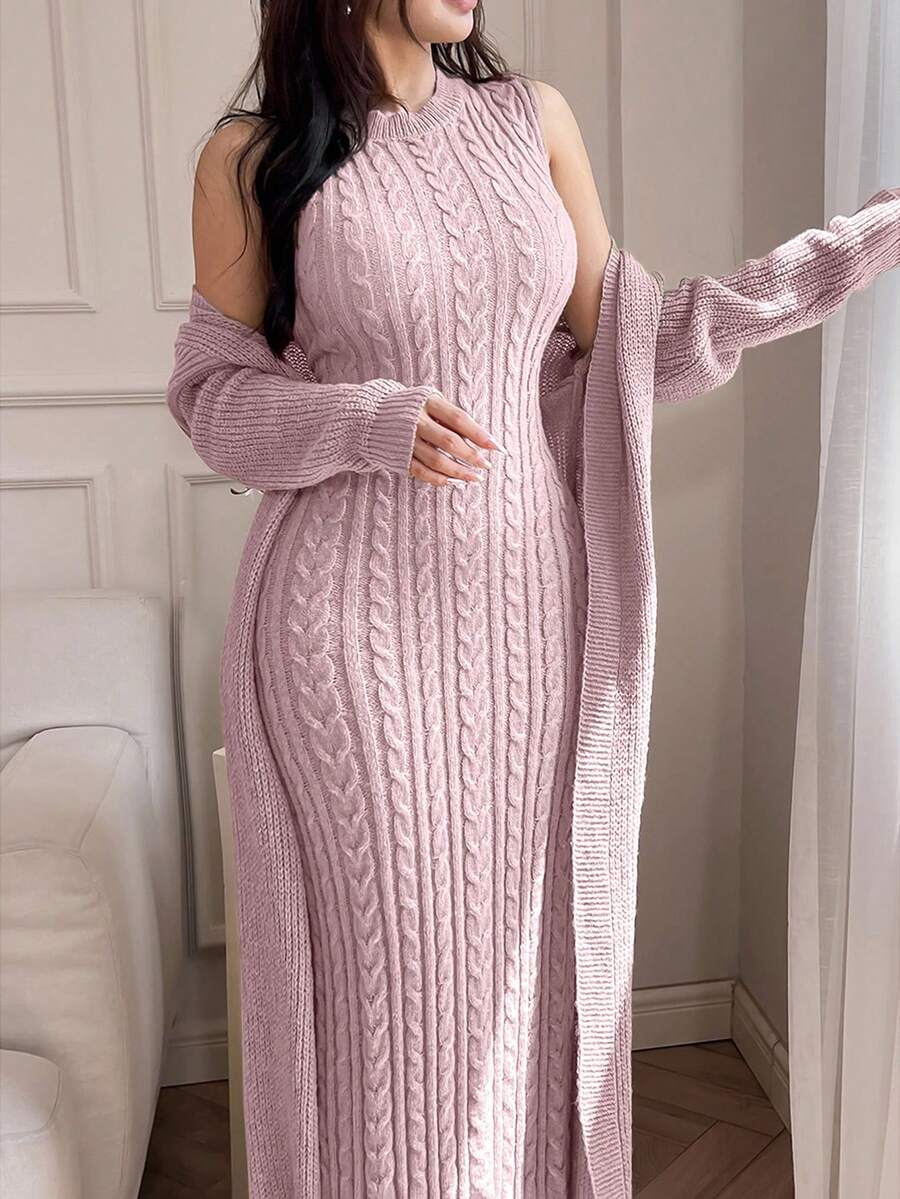 Elegante Damesjurk met Opstaande Kraag en Vest 2 delig