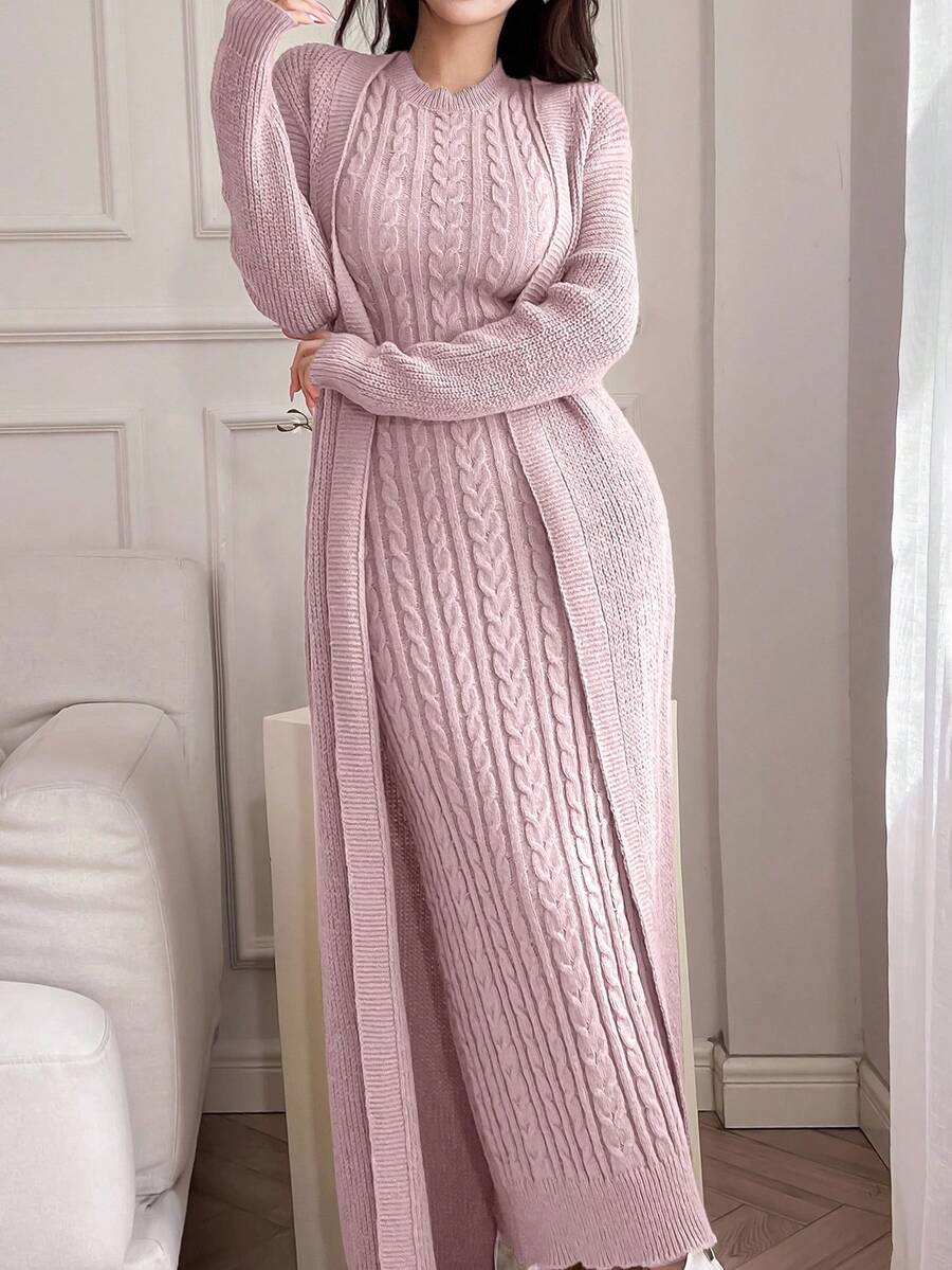 Elegante Damesjurk met Opstaande Kraag en Vest 2 delig